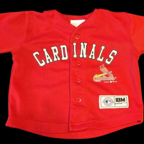 St Louis Cardinals Baseball 18 Month Red Button Up Jersey - Picture 1 of 6